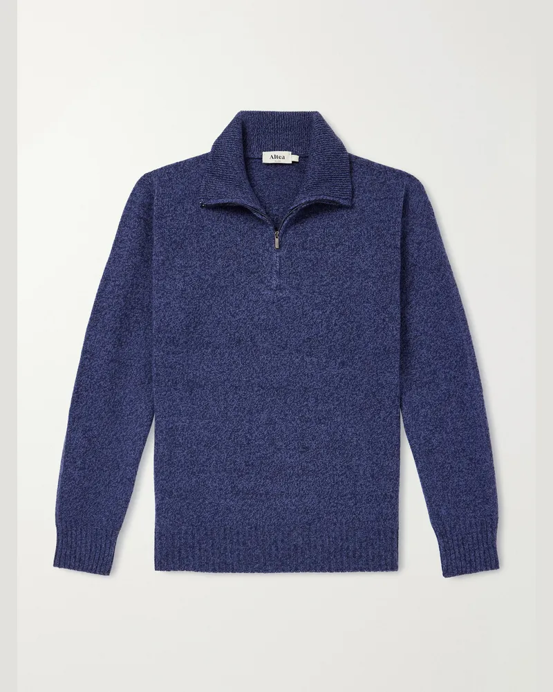 Altea Wool and Cashmere-Blend Half-Zip Sweater Blue