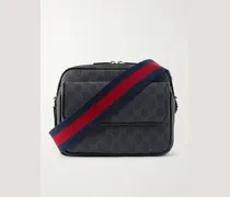 Small Leather-Trimmed Monogrammed Coated-Canvas Messenger Bag