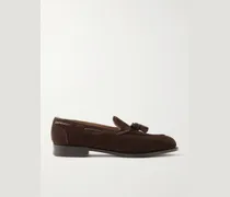 Belgravia Tasseled Leather-Trimmed Suede Loafers