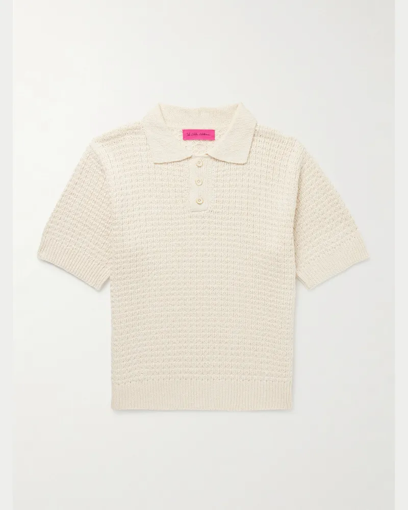 The Elder Statesman Nora Lite Waffle-Knit Cotton Polo Shirt Neutrals