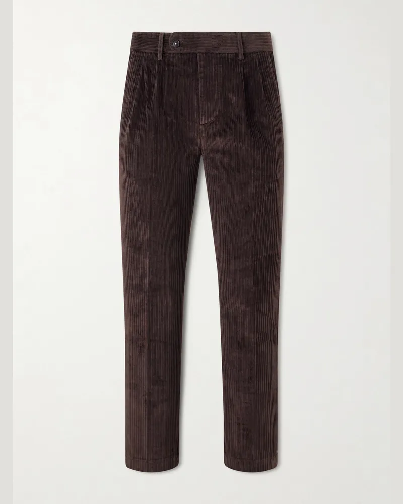 Massimo Alba Strallo02 Straight-Leg Cotton-Blend Corduroy Trousers Brown