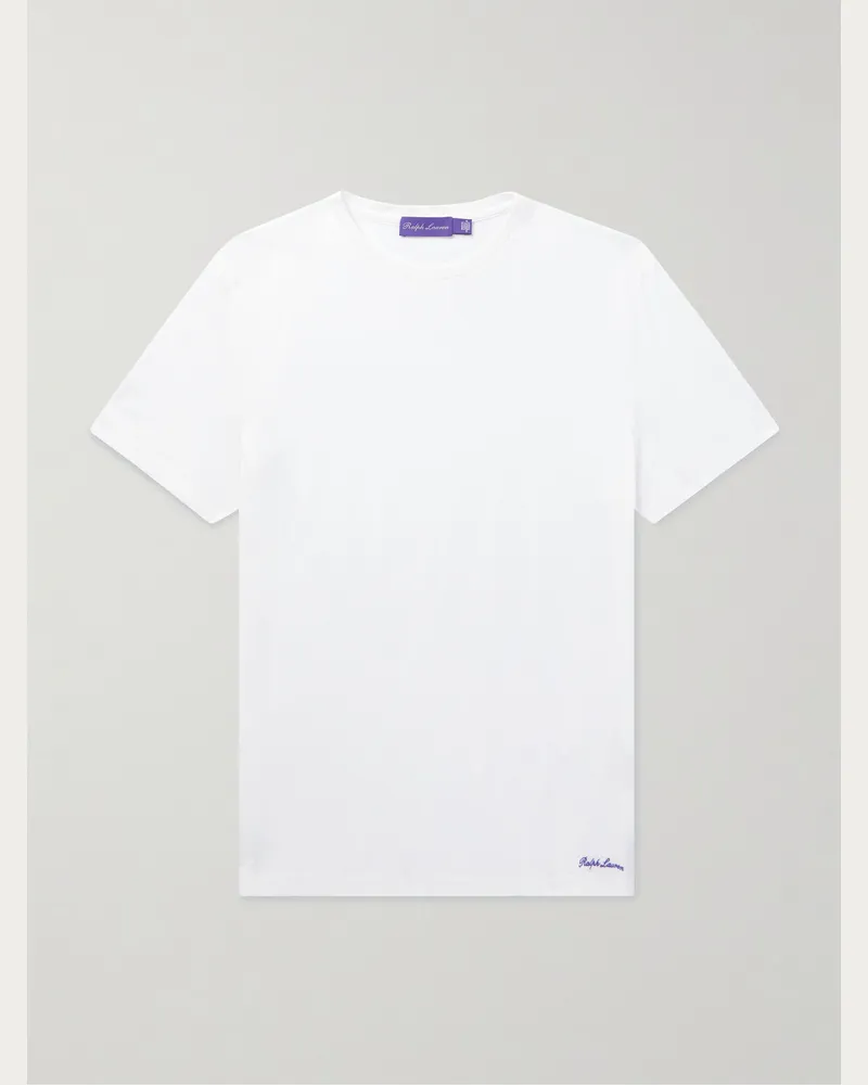 Ralph Lauren T-Shirt aus mercerisierter Baumwolle mit Logostickerei Weiß
