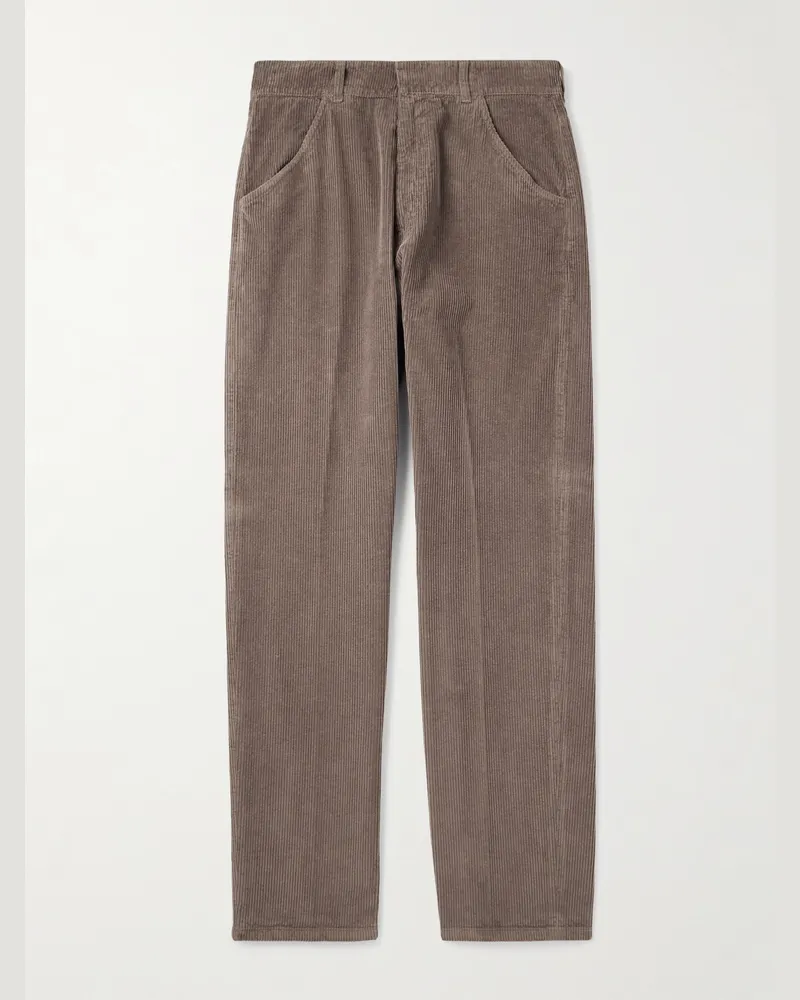 Altea Reed Straight-Leg Garment-Dyed Cotton-Corduroy Trousers Brown