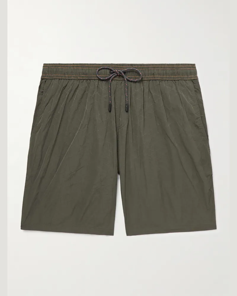 SEASE Cod-2 Straight-Leg Mid-Length Embroidered Ripstop Swim Shorts Green