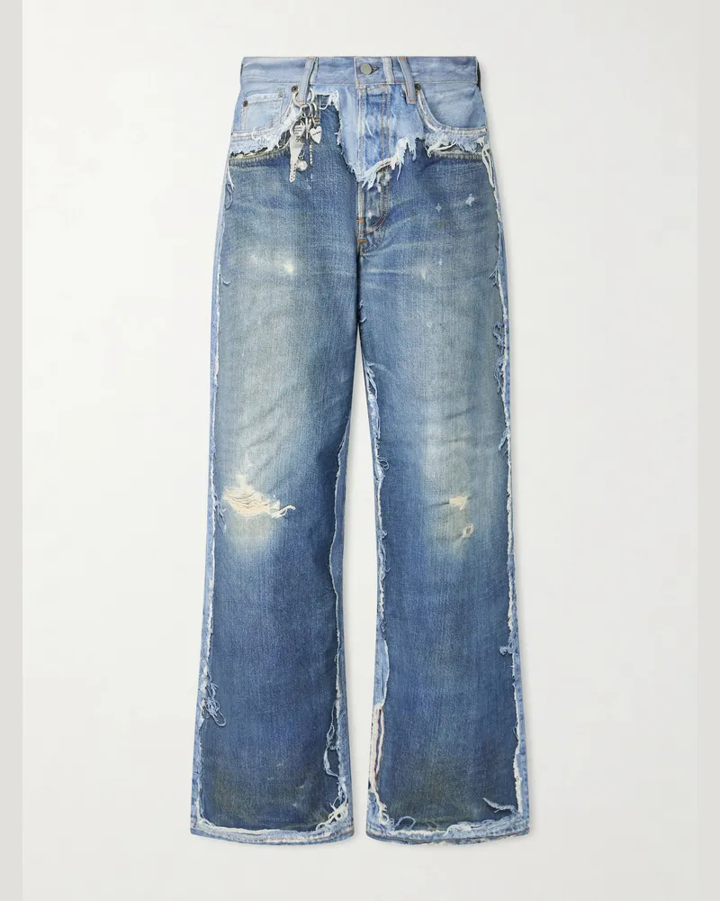 Acne Studios 1981 weit geschnittene Jeans mit Trompe œil-Effekt und Print Blau