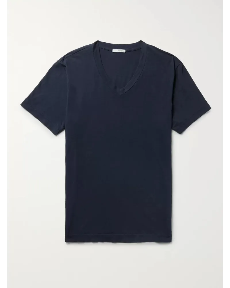 James Perse T-Shirt aus gekämmtem Baumwoll-Jersey mit schmaler Passform Blau