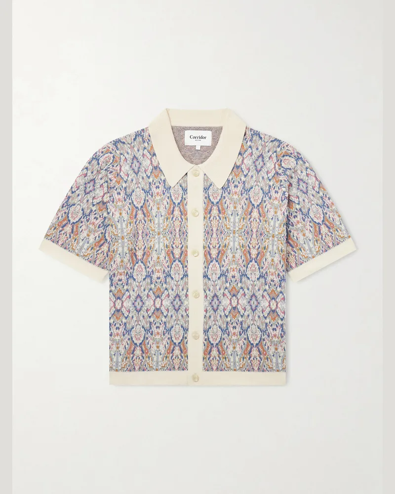 Corridor Trance Jacquard-Knitted Cotton Shirt Neutrals