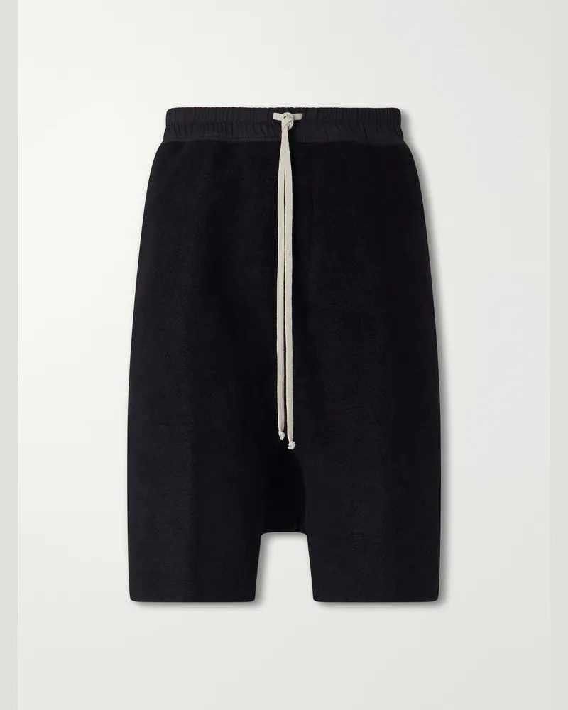 Rick Owens Rick's Pods Straight-Leg Cashmere Drawstring Shorts Black