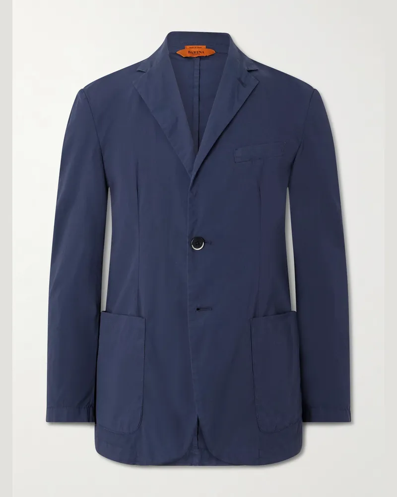 BARENA Slim-Fit Garment-Dyed Cotton-Blend Suit Jacket Blue