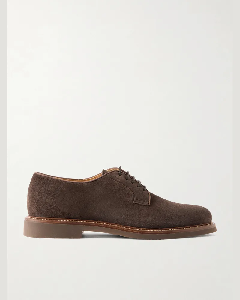 Brunello Cucinelli Suede Derby Shoes Brown