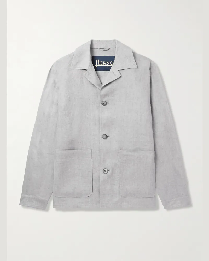 Herno Hemdjacke aus Leinen mit Reverskragen Grau