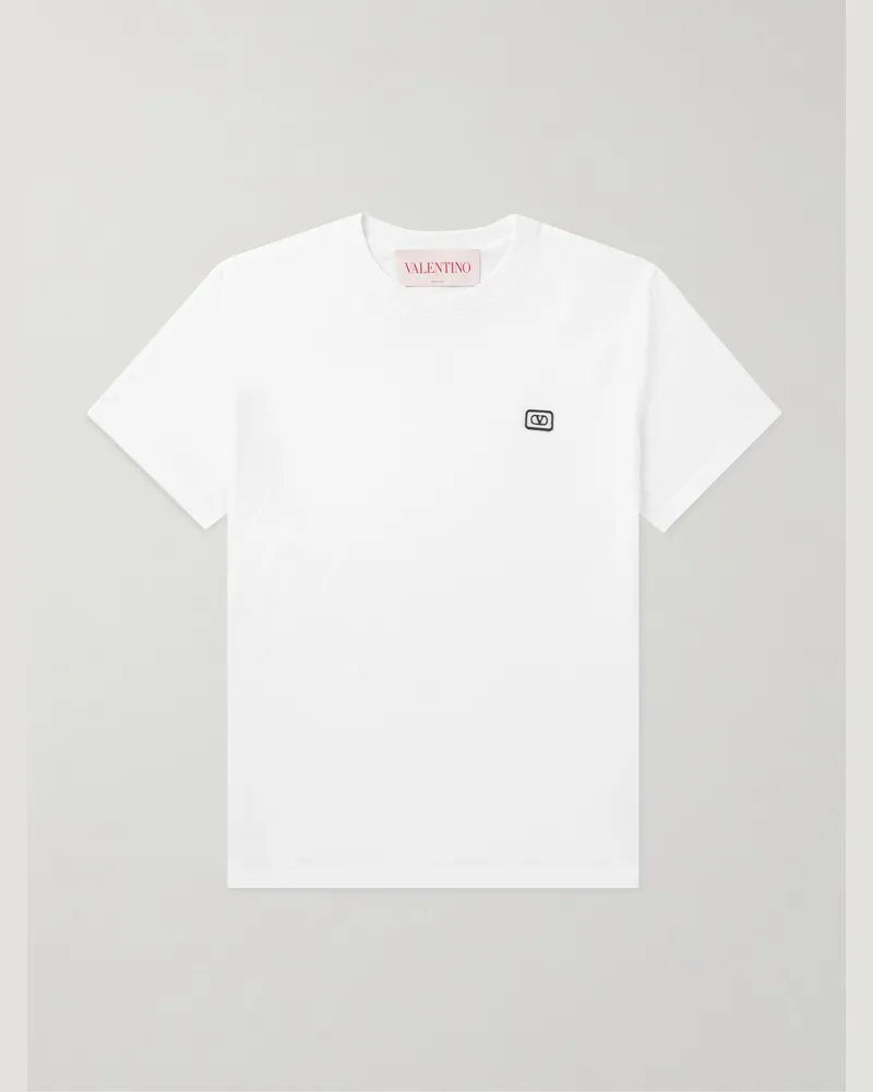 Valentino Garavani T-Shirt aus Baumwoll-Jersey mit Logoapplikation Weiß