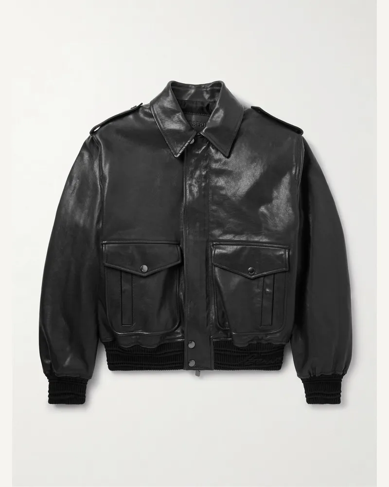 Burberry Schott Lederjacke Schwarz