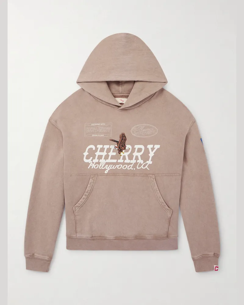 Cherry Los Angeles Hoodie aus Baumwoll-Jersey mit Logoprint Braun