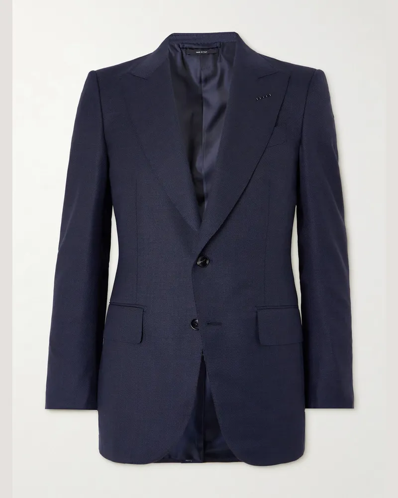 Tom Ford Dyllan Super 130s Grain de Poudre Wool Suit Jacket Blue