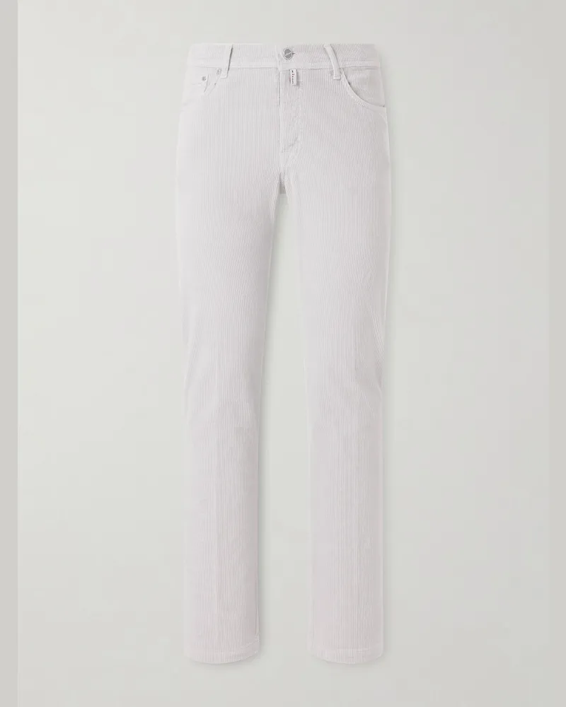 Kiton Straight-Leg Cotton-Blend Corduroy Trousers Neutrals