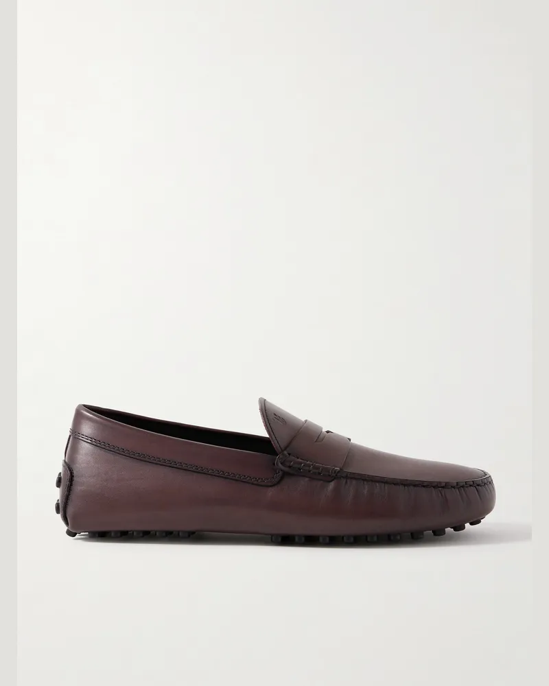 TOD'S Gommino Mokassins aus Leder mit Logoprägung Burgunder