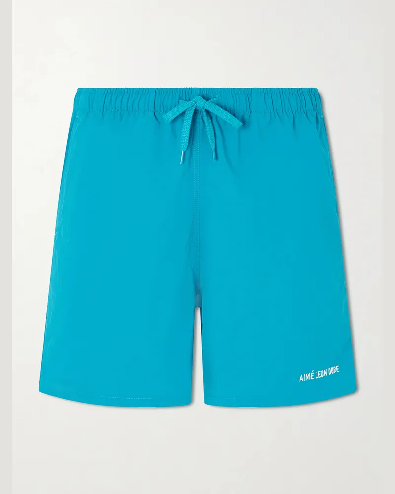 Aimé Leon Dore Straight-Leg Logo-Embroidered Shell Drawstring Shorts Green