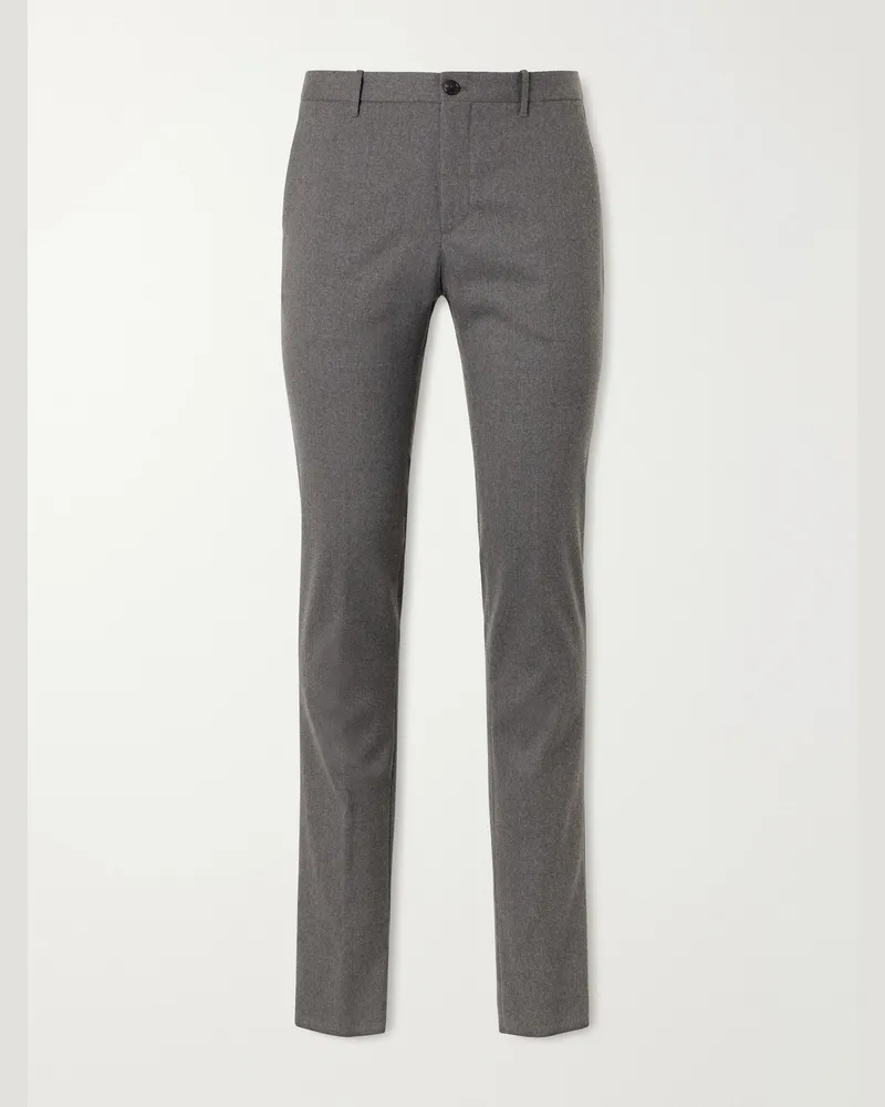Slowear Straight-Leg Wool-Blend Tekno Flannel Trousers Gray