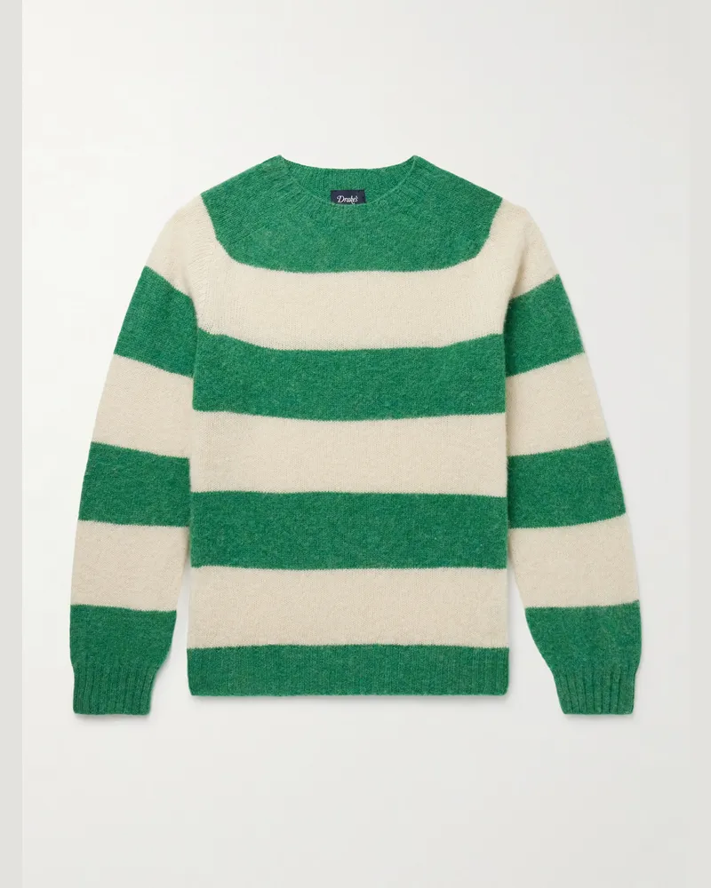 Drake's HIM Pullover aus Wolle mit Streifen Grün
