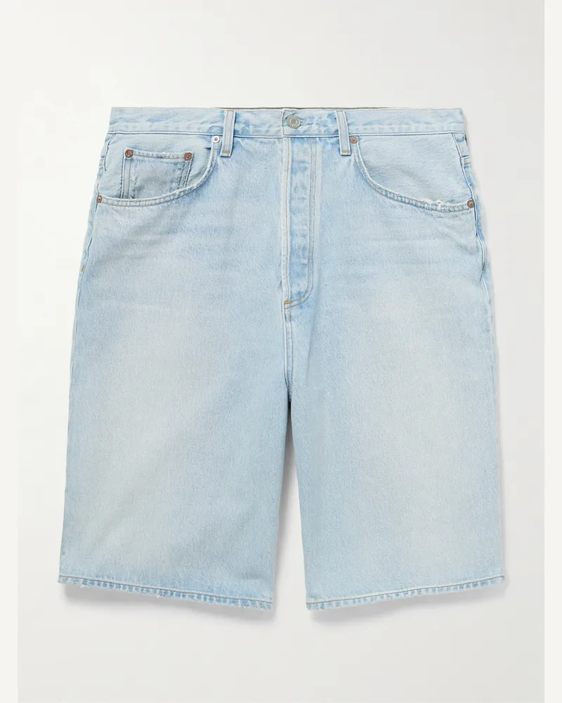 AGOLDE Skater Straight-Leg Denim Shorts Blue