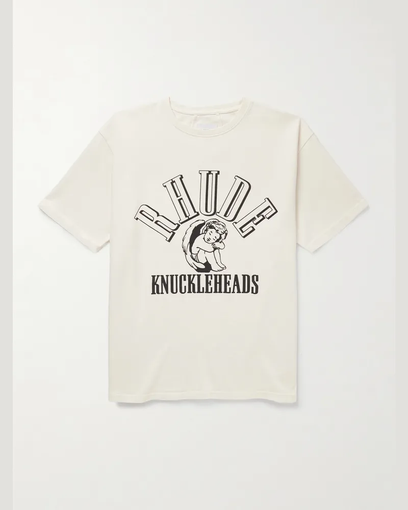 RHUDE T-Shirt aus Baumwoll-Jersey mit Logoprint Weiß