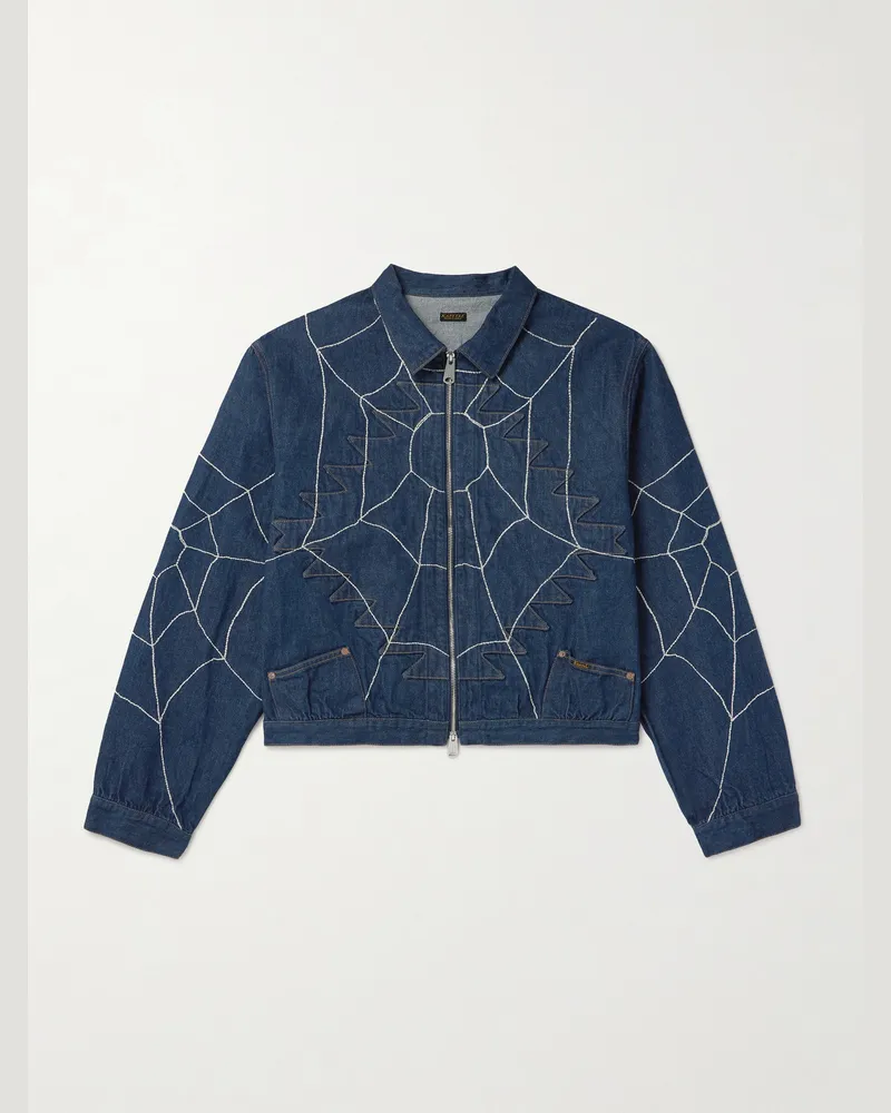 KAPITAL Thunderbird Blouson aus Denim mit Stickereien Blau