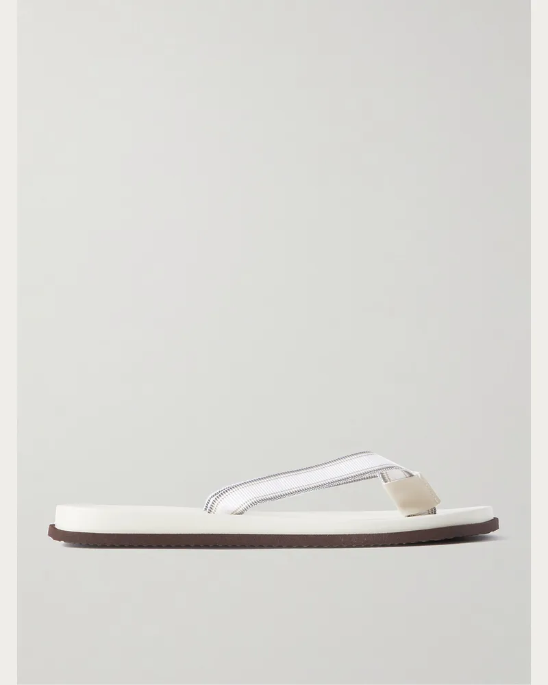 Brunello Cucinelli Pool Zehensandalen aus Ripsband Weiß