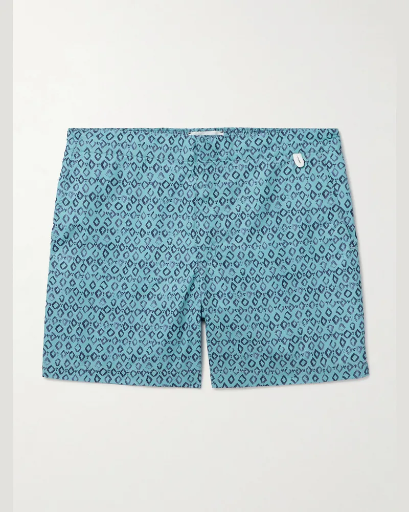 MR P. Gerade geschnittene mittellange Badeshorts mit Print Blau