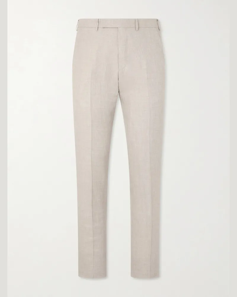 Ermenegildo Zegna Slim-Fit Tapered Wool, Linen and Silk-Blend Suit Trousers Gray