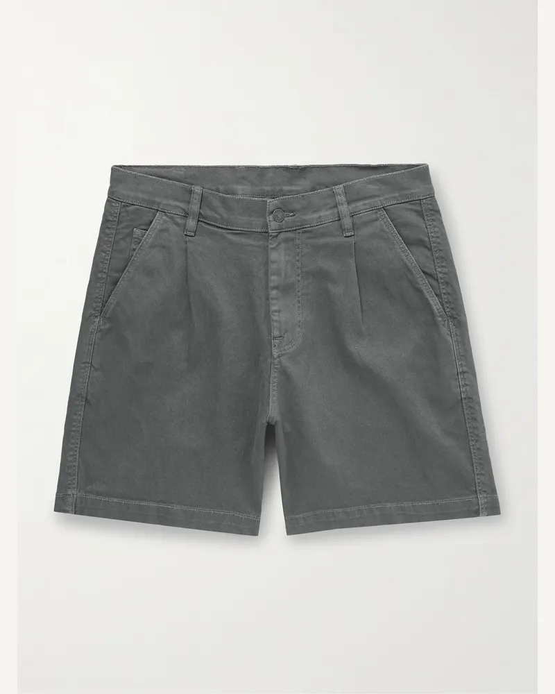 Corridor Gerade geschnittene Shorts aus Twill aus einer Baumwollmischung mit Falten in Stückfärbung Grau