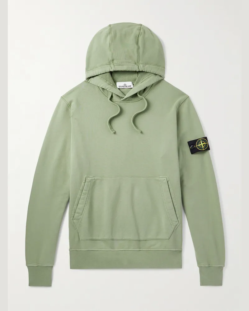 Stone Island Hoodie aus Biobaumwoll-Jersey mit Logodetail Grün