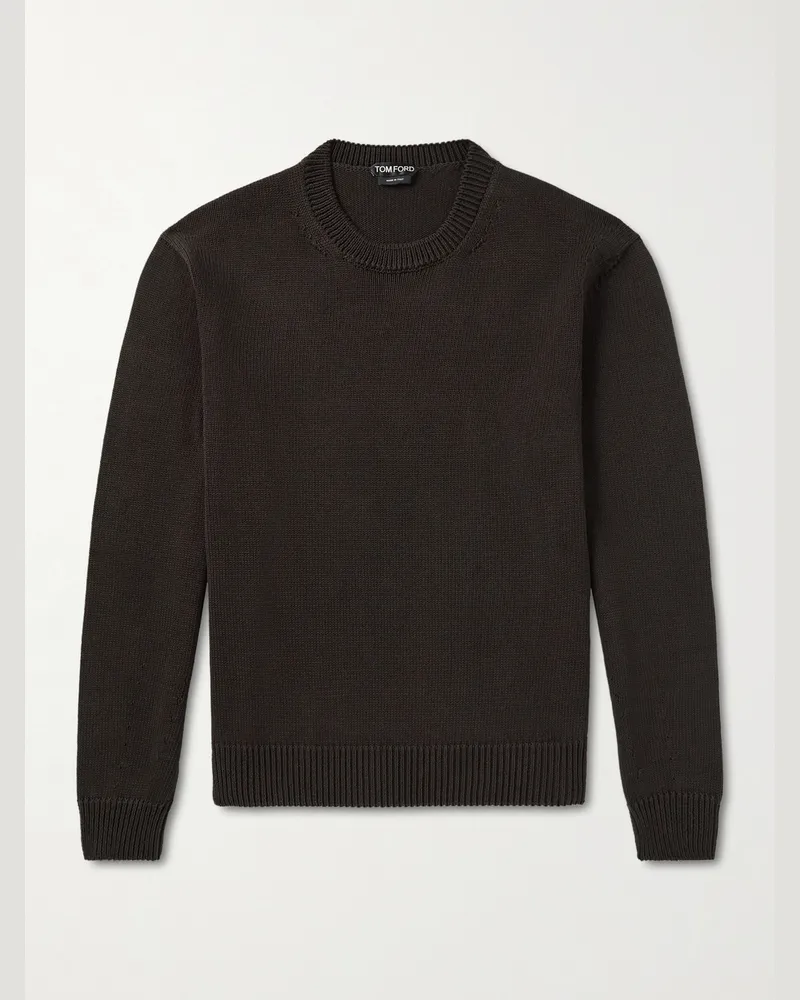Tom Ford Cotton and Silk-Blend Sweater Brown