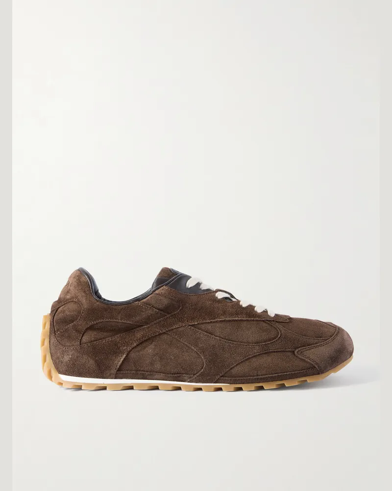 Bottega Veneta Orbit Flash Sneakers aus Veloursleder mit Lederbesatz Braun