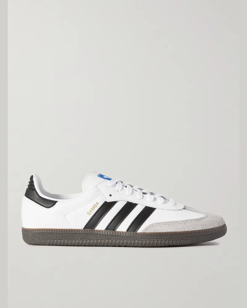 adidas Samba Sneakers aus Leder mit Velourslederbesatz Weiß
