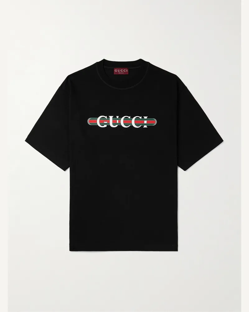 Gucci Logo-Print Cotton-Jersey T-Shirt Black