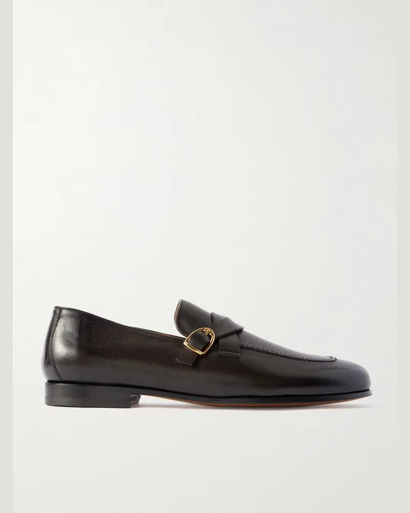 Tom Ford Gigi Loafers aus vollnarbigem Leder mit Schnalle Braun