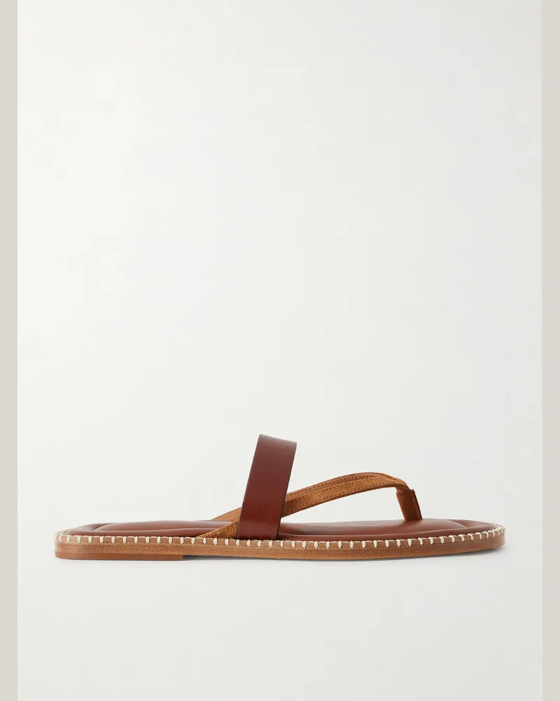 Dries van Noten Sandalen aus Leder und Veloursleder Braun