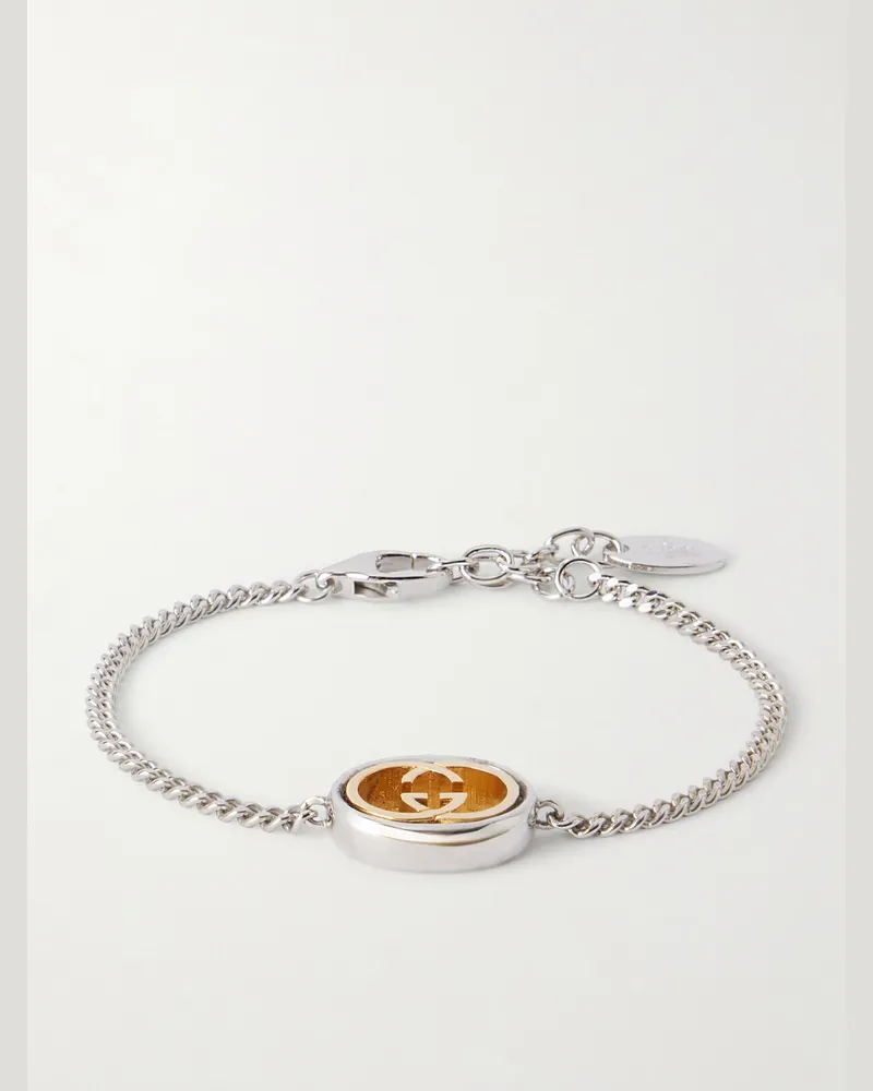Gucci Interlocking G-Embellished Silver-Tone Bracelet Silver