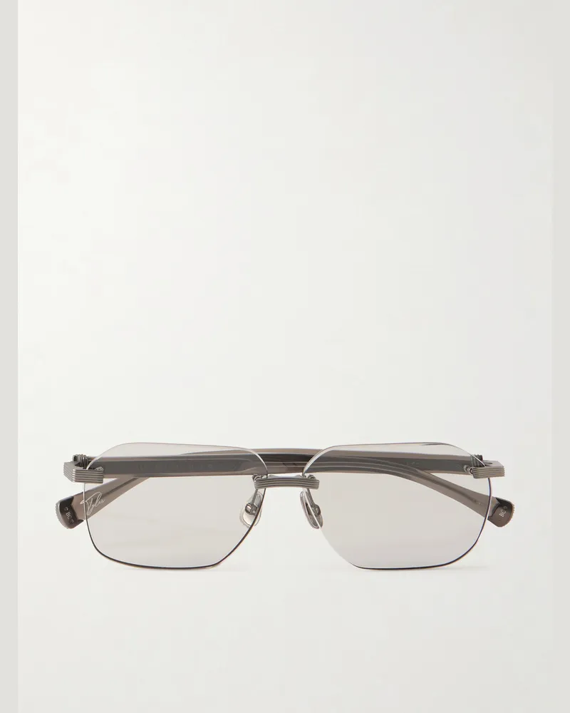 Brunello Cucinelli Tyler rahmenlose Sonnenbrille mit eckigen Gläsern und silberfarbenen Details Silber
