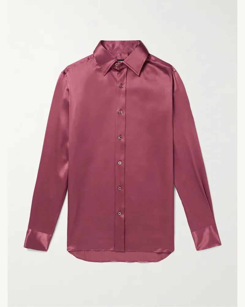Tom Ford Schmal geschnittenes Hemd aus Seidensatin Pink