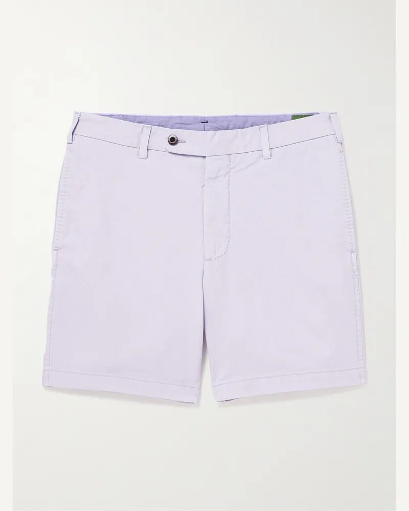 Sid Mashburn Schmal und gerade geschnittene Shorts aus Baumwoll-Twill in Stückfärbung Lila