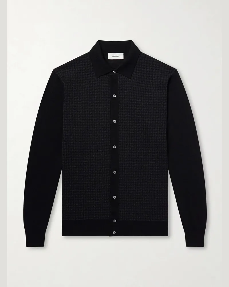 LARDINI Fresco Wool Cardigan Black
