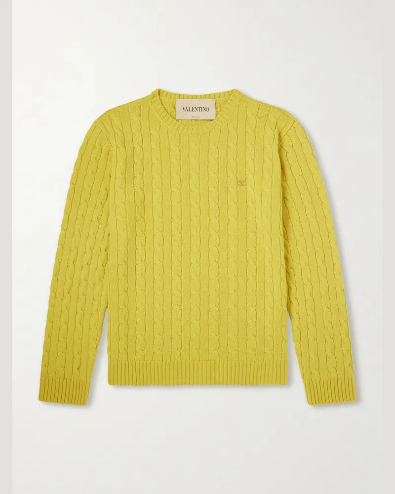 Valentino Garavani VLogo-Embellished Cashmere Sweater Yellow