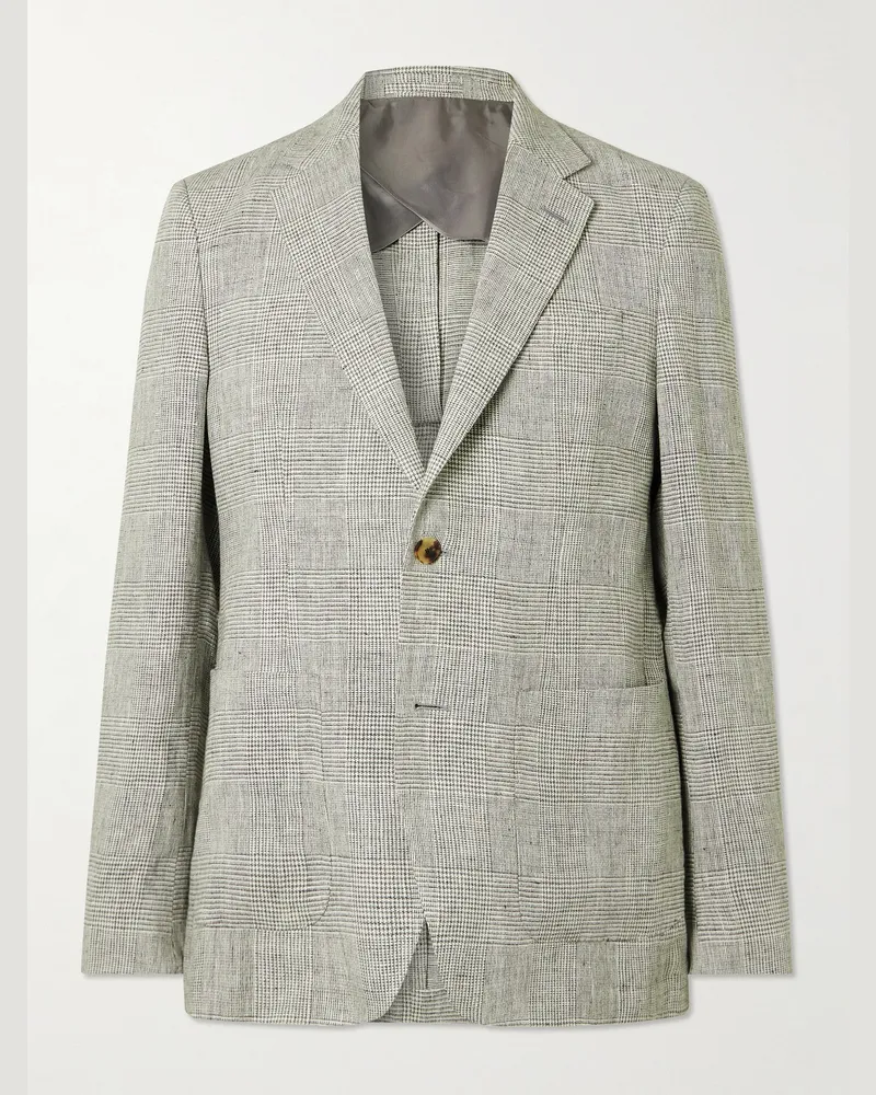 MR P. Prince of Wales Checked Linen Suit Jacket Gray