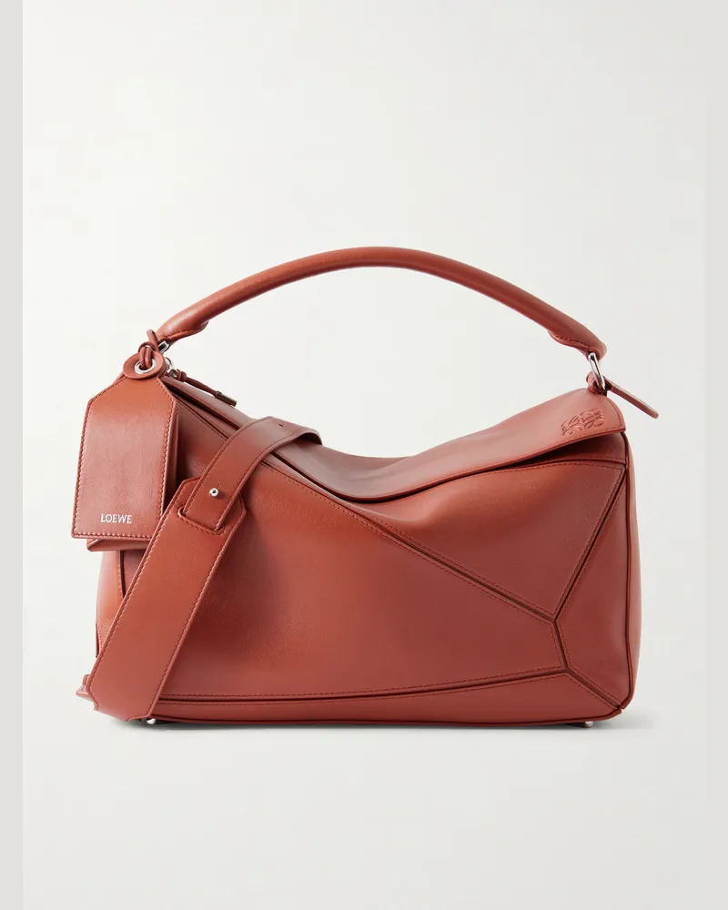 Loewe Puzzle Featherlight Large Leather Messenger Bag Brown