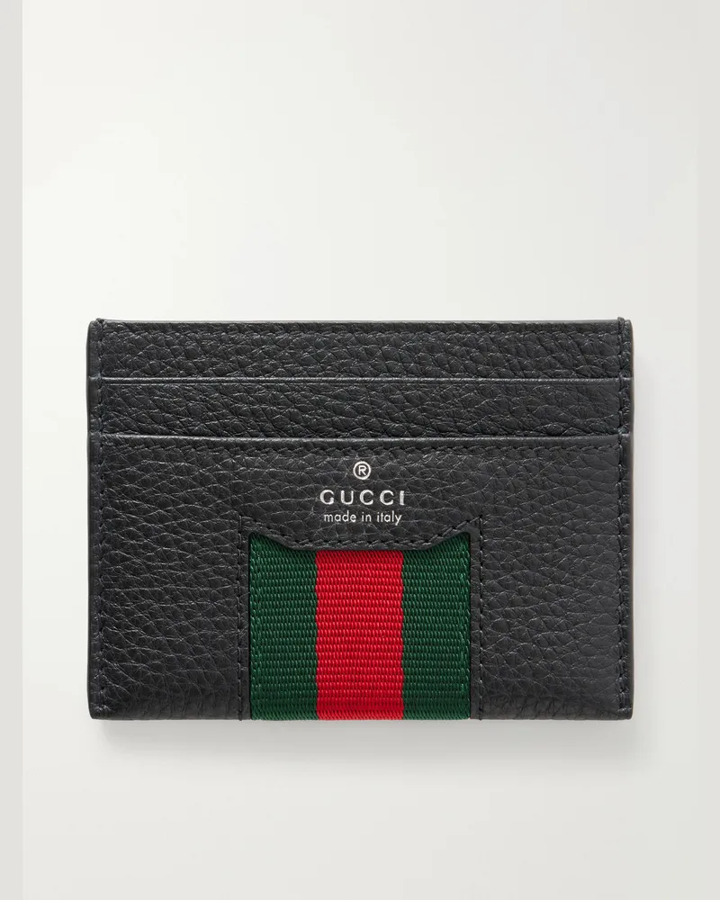 Gucci Alba Web-Trimmed Full-Grained Leather Cardholder Black
