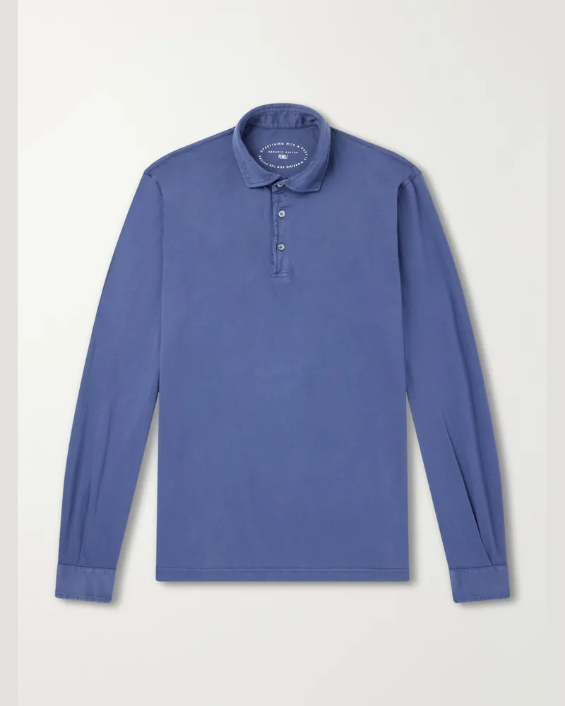 Fedeli Cotton-Jersey Polo Shirt Blue