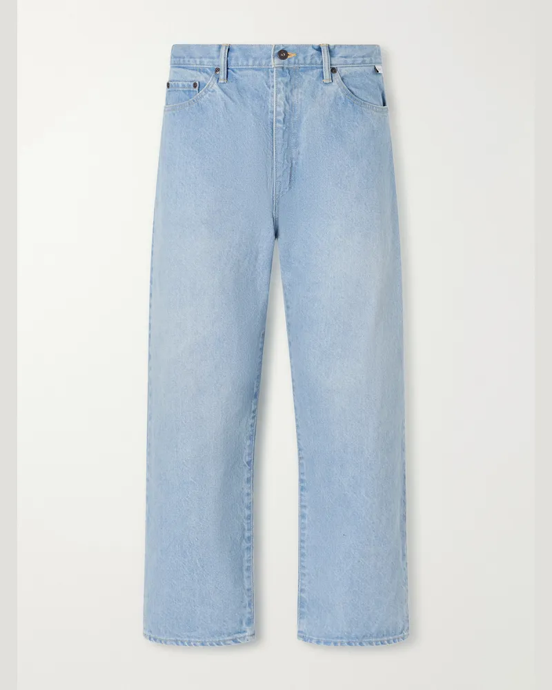 WTAPS Blues Wide-Leg Logo-Embroidered Jeans Blue