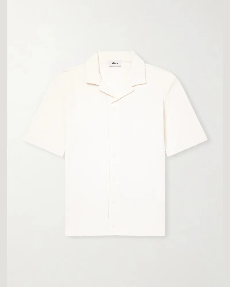 Altea Jean Camp-Collar Cotton-Piqué Shirt Neutrals